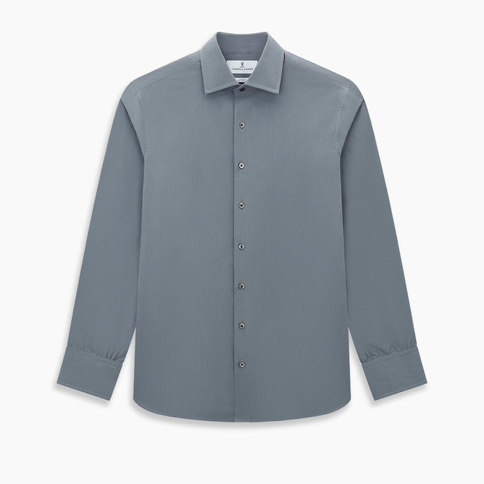 Pinstriped Grey Tailored Fit Shirt in Cotton Image 5
