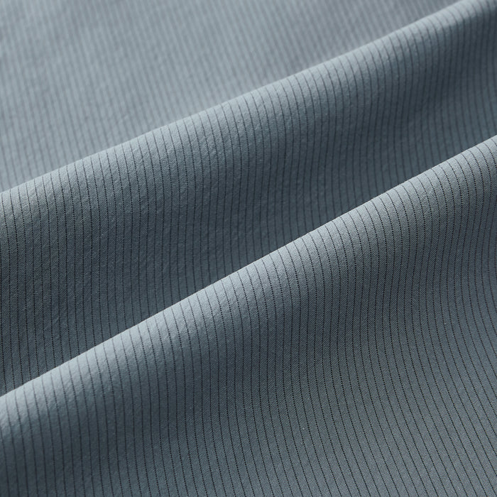 Pinstriped Steel Grey Tailored Fit Shirt in Cotton Image 7