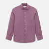 View 1 of product Displayed on a plain white background is the Turnbull & Asser UK Pinstriped Antique Pink Tailored Fit Shirt in Cotton, featuring long sleeves, a button-up front with crisp white buttons, and a classic kent collar in a refined mauve hue.