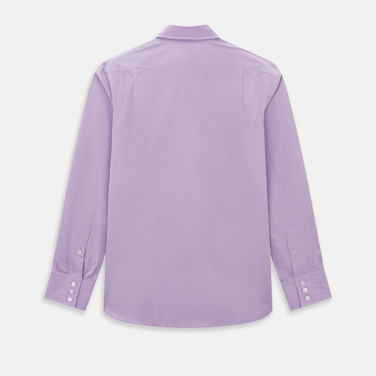 View 3 of product A long-sleeved, button-up Pinstriped Baby Pink Tailored Fit Shirt in Cotton with a kent collar from Turnbull & Asser UK, displayed on a white background.
