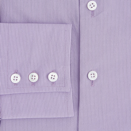 Pinstriped Baby Pink Tailored Fit Shirt in Cotton Image 3
