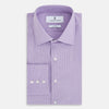 View 5 of product A long-sleeved, button-up Pinstriped Baby Pink Tailored Fit Shirt in Cotton with a kent collar from Turnbull & Asser UK, displayed on a white background.