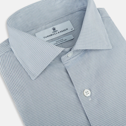 Steel Grey Micro-Tattersall Check Belgravia Shirt Image 1