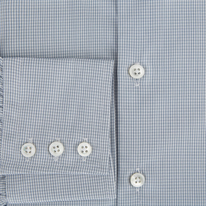 Steel Grey Micro-Tattersall Check Belgravia Shirt Image 3