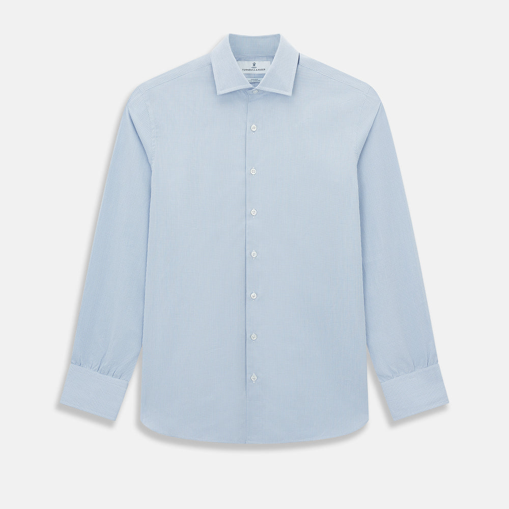 Sky Blue Micro-Tattersall Check Belgravia Shirt 16