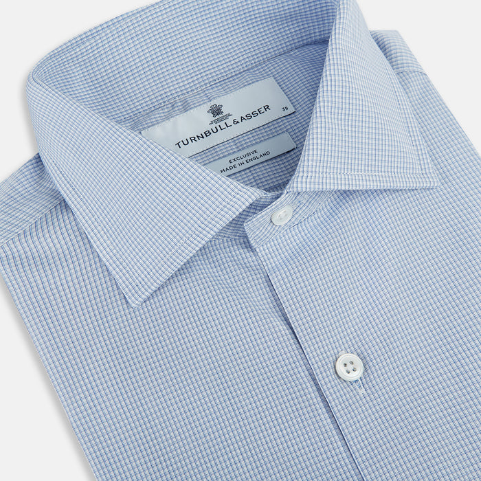 Sky Blue Micro-Tattersall Check Belgravia Shirt Image 1