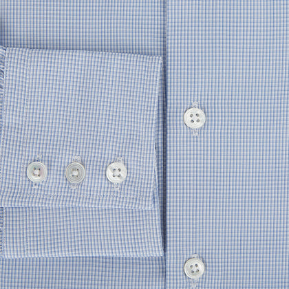 Sky Blue Micro-Tattersall Check Belgravia Shirt Image 3
