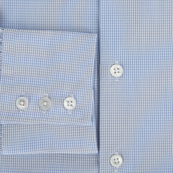 Sky Blue Micro-Tattersall Check Belgravia Shirt Image 3