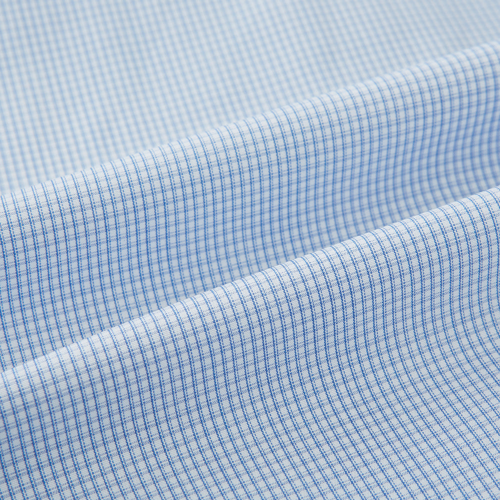 Sky Blue Micro-Tattersall Check Belgravia Shirt 16