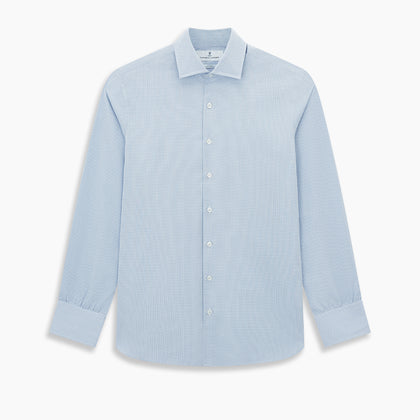 Sky Blue Micro-Tattersall Check Belgravia Shirt Image 6
