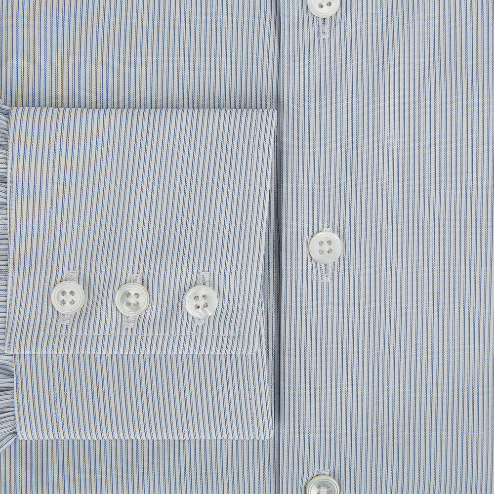Steel Grey Ripple Double Pinstripe Belgravia Shirt 16.5