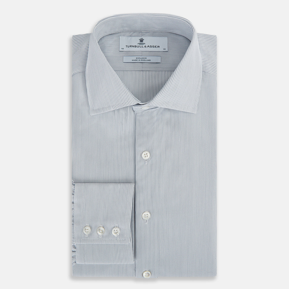 Steel Grey Ripple Double Pinstripe Belgravia Shirt 16.5