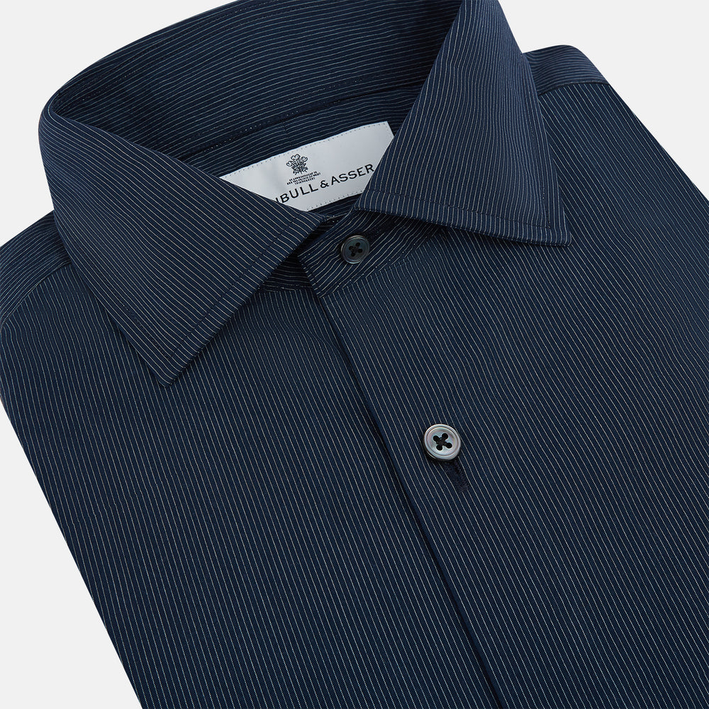 Tailored Fit Navy Pinstripe Belgravia Shirt 19