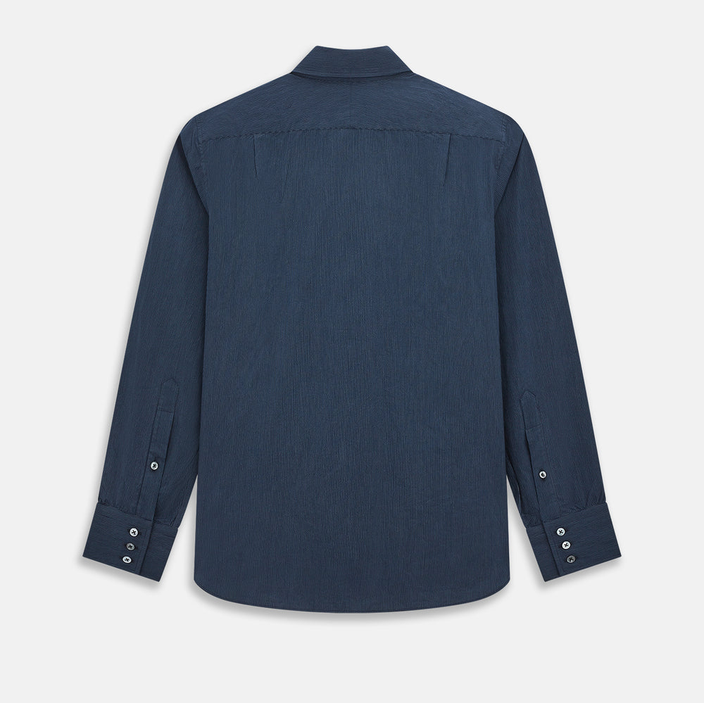 Tailored Fit Navy Pinstripe Belgravia Shirt 19