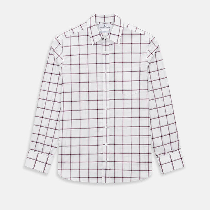 SHIRTS WF DERBY COLLAR 1BC 1PKT WHT/BURG MULTI CHK