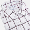 View 2 of product A Turnbull & Asser UK SHIRTS WF DERBY COLLAR 1BC 1PKT WHT/BURG MULTI CHK—a long-sleeve, button-up shirt in white with a burgundy multi-check pattern, featuring a classic derby collar and a single front pocket on the left side.