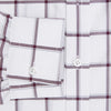 View 4 of product A Turnbull & Asser UK SHIRTS WF DERBY COLLAR 1BC 1PKT WHT/BURG MULTI CHK—a long-sleeve, button-up shirt in white with a burgundy multi-check pattern, featuring a classic derby collar and a single front pocket on the left side.