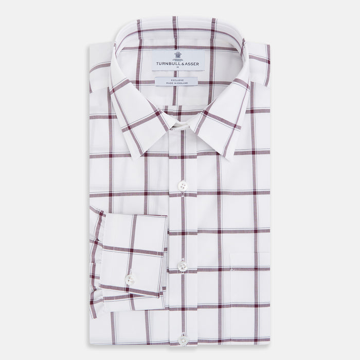 SHIRTS WF DERBY COLLAR 1BC 1PKT WHT/BURG MULTI CHK Image 4
