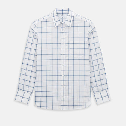 Large Checked Grey on White Weekend Fit Shirt in Cotton