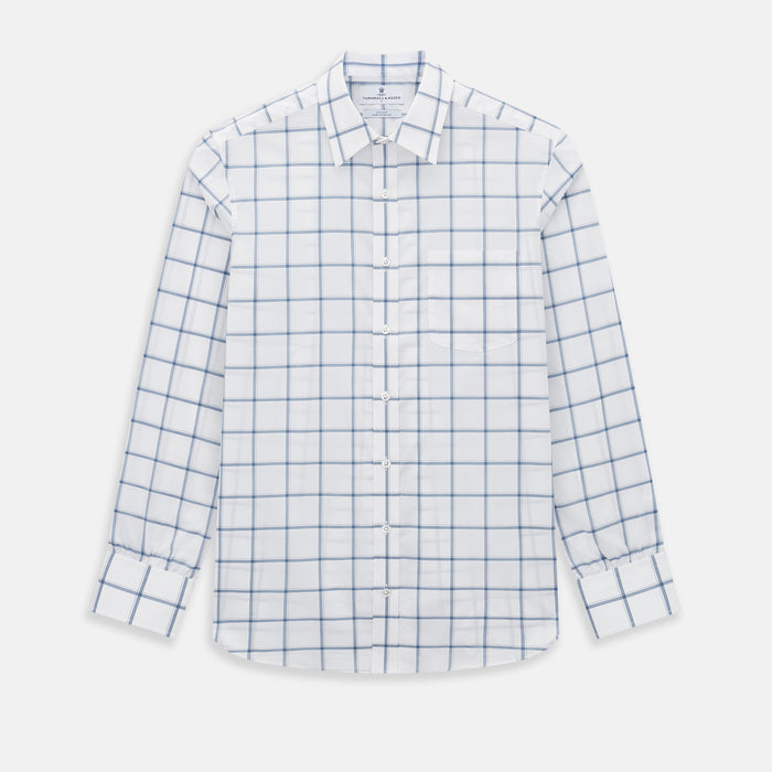 Large Checked Grey on White Weekend Fit Shirt in Cotton