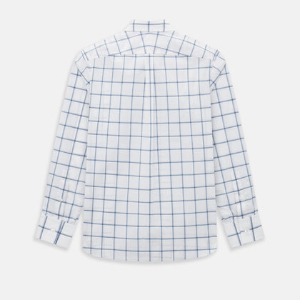 Large Checked Grey on White Weekend Fit Shirt in Cotton Image 2