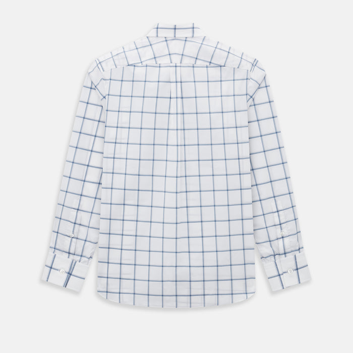 Large Checked Grey on White Weekend Fit Shirt in Cotton Image 2