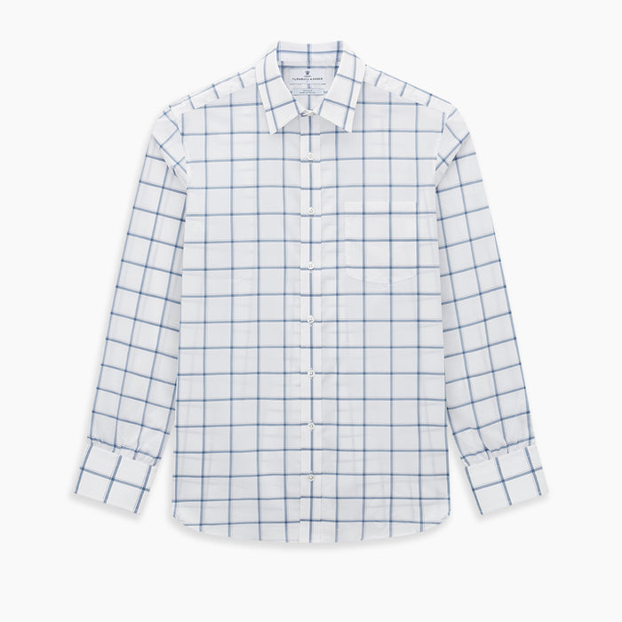 Large Checked Grey on White Weekend Fit Shirt in Cotton Image 6