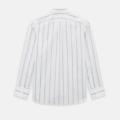 Track Striped Grey on White Weekend Fit Shirt in Cotton Image 2