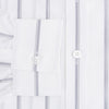 View 4 of product Introducing the Track Striped Grey on White Weekend Fit Shirt in Cotton by Turnbull & Asser UK—a men’s long-sleeve dress shirt crafted from crisp white cotton, featuring vertical grey stripes, a button-down front, derby collar, cuffs, and a chest pocket. The shirt is displayed laid flat on a white surface.
