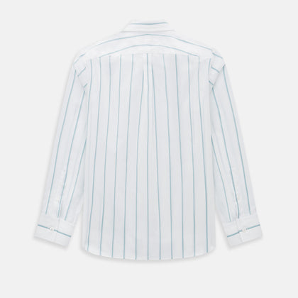 SHIRTS WF DERBY COLLAR 1BC 1PKT WHITE/SAGE STRIPE Image 2