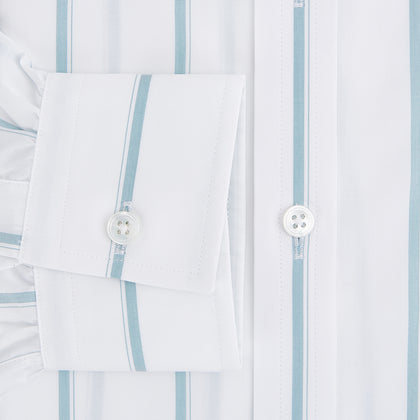 SHIRTS WF DERBY COLLAR 1BC 1PKT WHITE/SAGE STRIPE Image 3