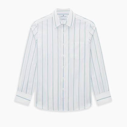 SHIRTS WF DERBY COLLAR 1BC 1PKT WHITE/SAGE STRIPE Image 6