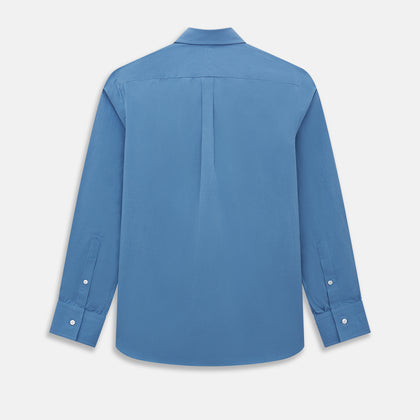 Fine Checked Colony Blue Weekend Fit Shirt in Cotton Image 2