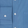 View 4 of product Turnbull & Asser UK Fine Checked Colony Blue Weekend Fit Shirt in Cotton, a navy check long-sleeved button-down with a Derby collar, a small checkered pattern, and a single chest pocket.