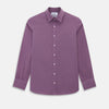 View 1 of product A long-sleeve, button-up pure cotton shirt—the Striped Navy on Antique Pink Weekend Fit Shirt by Turnbull & Asser UK—features subtle navy stripes on antique pink, a front chest pocket, white buttons, and a classic collar, displayed on a white background—a timeless nod to English shirtmaking.