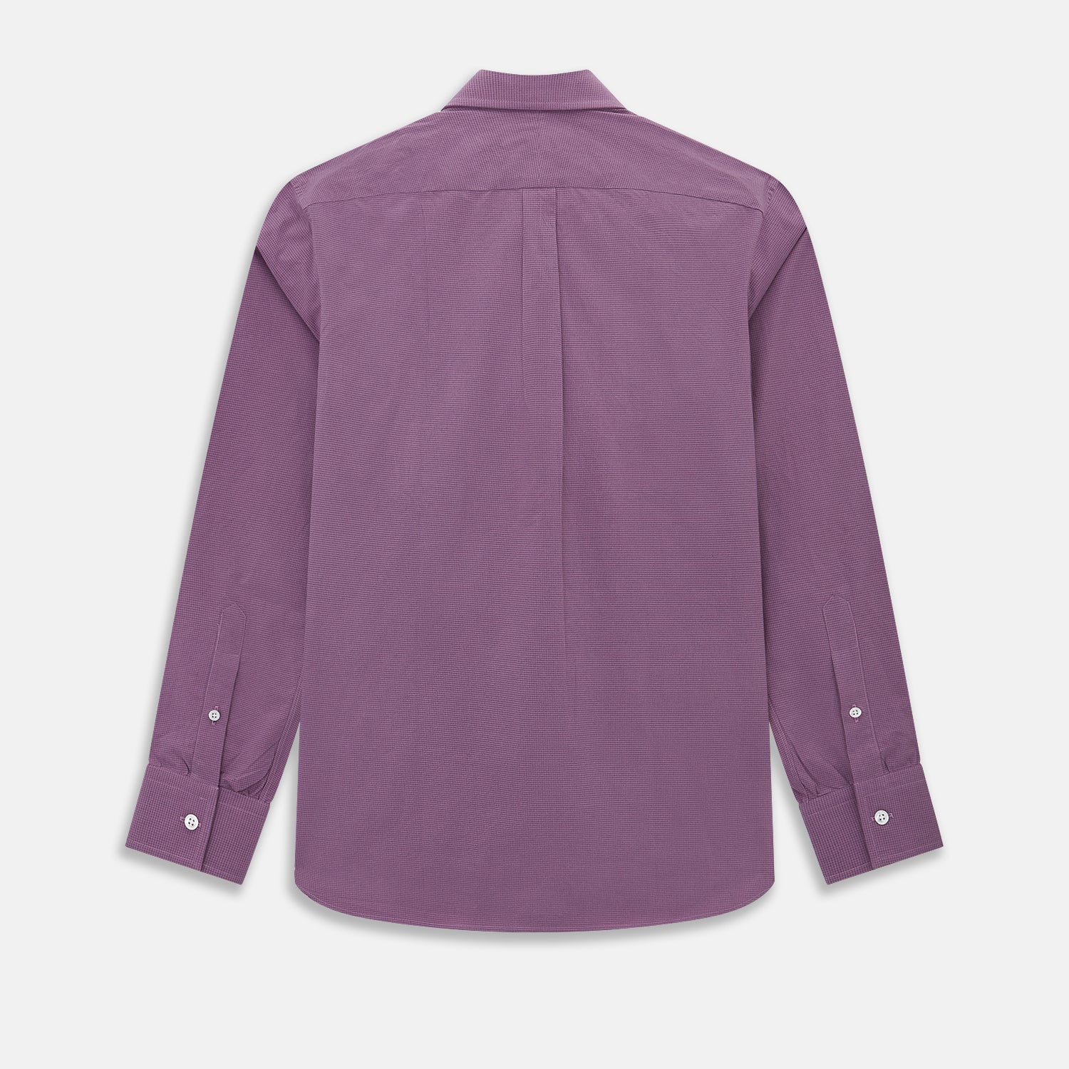 View 3 of product A long-sleeve, button-up pure cotton shirt—the Striped Navy on Antique Pink Weekend Fit Shirt by Turnbull & Asser UK—features subtle navy stripes on antique pink, a front chest pocket, white buttons, and a classic collar, displayed on a white background—a timeless nod to English shirtmaking.