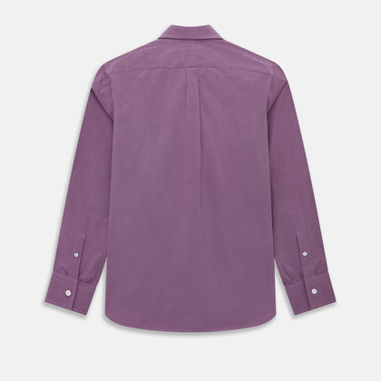 Striped Navy on Antique Pink Weekend Fit Shirt in Cotton Image 2