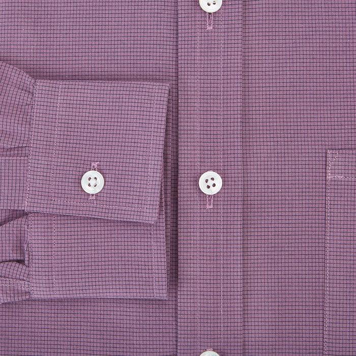 Chequered Navy on Antique Pink Weekend Fit Shirt in Cotton Image 3