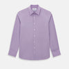 View 1 of product A long-sleeved, button-up Fine Checked Baby Pink Weekend Fit Shirt in Cotton by Turnbull & Asser UK, featuring a single chest pocket and a classic collar design, laid flat on a white background.