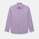 A long-sleeved, button-up Fine Checked Baby Pink Weekend Fit Shirt in Cotton by Turnbull & Asser UK, featuring a single chest pocket and a classic collar design, laid flat on a white background.