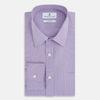 View 5 of product A long-sleeved, button-up Fine Checked Baby Pink Weekend Fit Shirt in Cotton by Turnbull & Asser UK, featuring a single chest pocket and a classic collar design, laid flat on a white background.