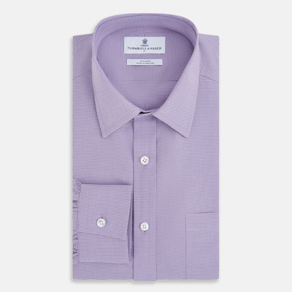 Fine Checked Baby Pink Weekend Fit Shirt in Cotton Image 4
