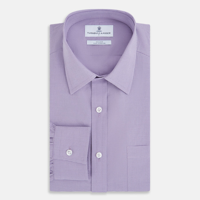 Fine Checked Baby Pink Weekend Fit Shirt in Cotton Image 4