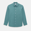 View 1 of product A Fine Checked Sage Green Weekend Fit Shirt in Cotton by Turnbull & Asser UK, featuring long sleeves, a button-up front, chest pocket, buttoned cuffs, and a classic collar—displayed on a white background—offers a modern twist reminiscent of the timeless appeal of classic checked shirts.