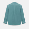 View 3 of product A Fine Checked Sage Green Weekend Fit Shirt in Cotton by Turnbull & Asser UK, featuring long sleeves, a button-up front, chest pocket, buttoned cuffs, and a classic collar—displayed on a white background—offers a modern twist reminiscent of the timeless appeal of classic checked shirts.