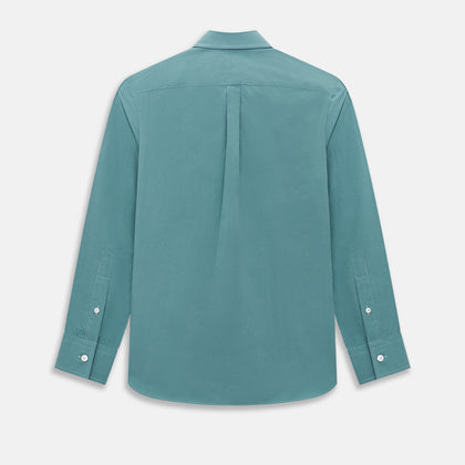 Fine Checked Sage Green Weekend Fit Shirt in Cotton Image 2