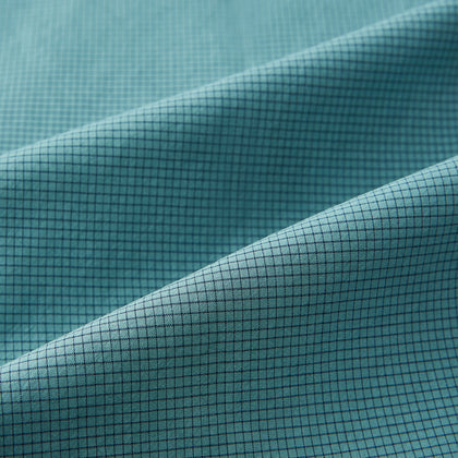 Fine Checked Sage Green Weekend Fit Shirt in Cotton Image 5