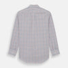 View 5 of product The Turnbull & Asser Multi Graph Check Richmond Shirt features a white base with red and blue checks, a Dorset button-down collar, and long sleeves. The shirt is displayed neatly on a plain white background.