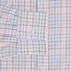 View 3 of product The Turnbull & Asser Multi Graph Check Richmond Shirt features a white base with red and blue checks, a Dorset button-down collar, and long sleeves. The shirt is displayed neatly on a plain white background.