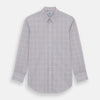 View 1 of product The Turnbull & Asser Multi Graph Check Richmond Shirt features a white base with red and blue checks, a Dorset button-down collar, and long sleeves. The shirt is displayed neatly on a plain white background.